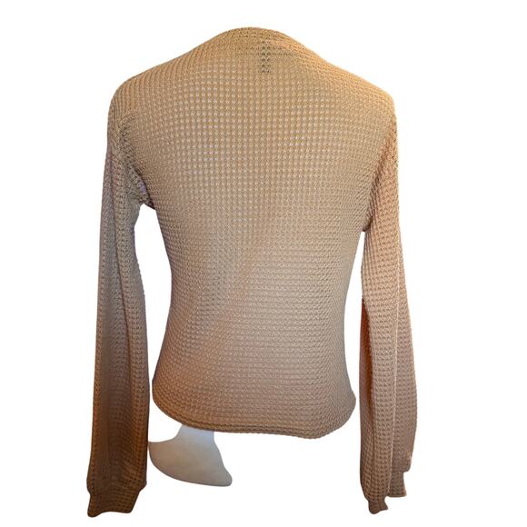 Derek Heart Mustard Textured Knit Cropped Sweater With Button Accents, Medium - Picture 6 of 6
